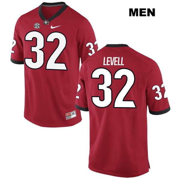 Georgia Bulldogs Men's Kyle Levell #32 NCAA Authentic Red Nike Stitched College Football Jersey FRE5756OA